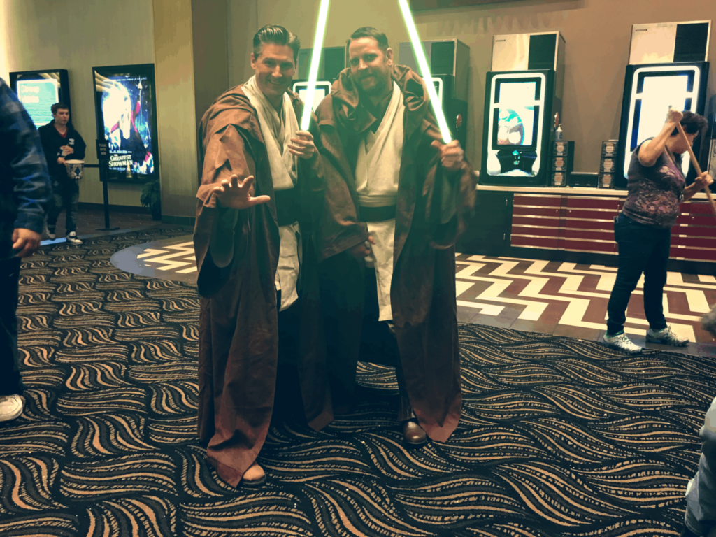 Travis & Pete Jedi lightsabers