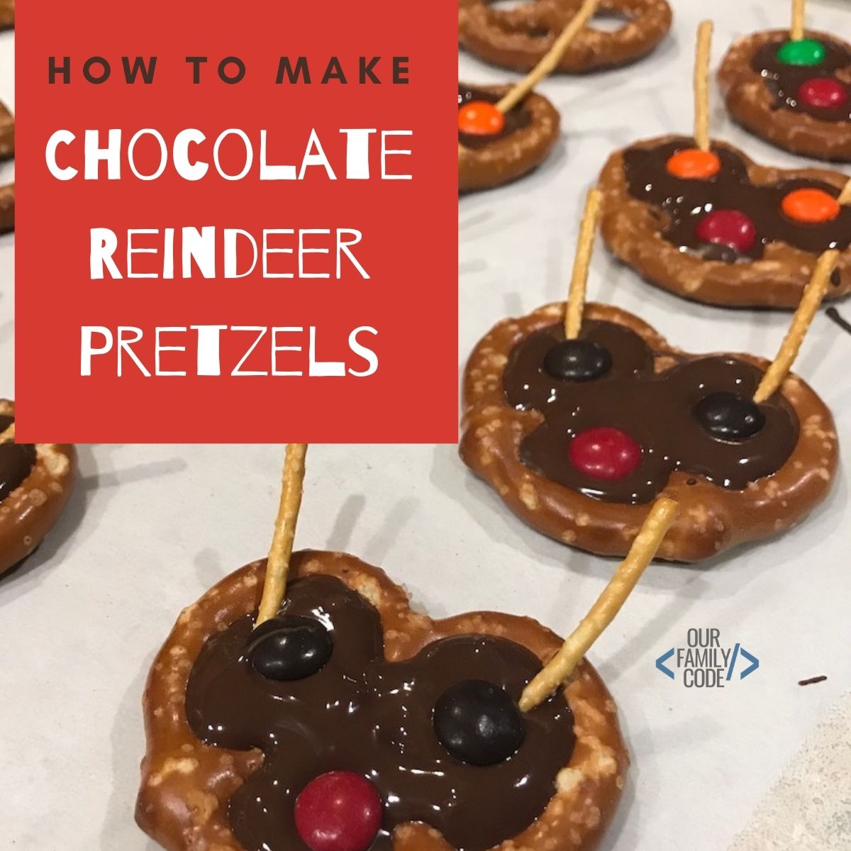 fi How to Make chocolate reindeer pretzels Make these simple & adorable Christmas reindeer pretzels this year! Let your junior chefs in the kitchen to explore states of matter with chocolate!
