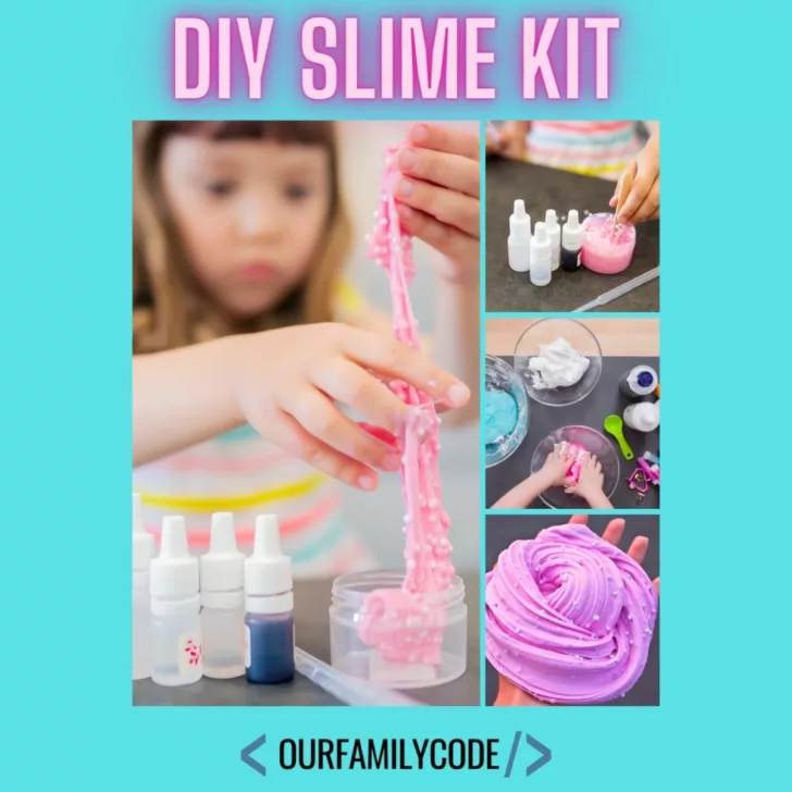 A picture of a kid making slime with the text 