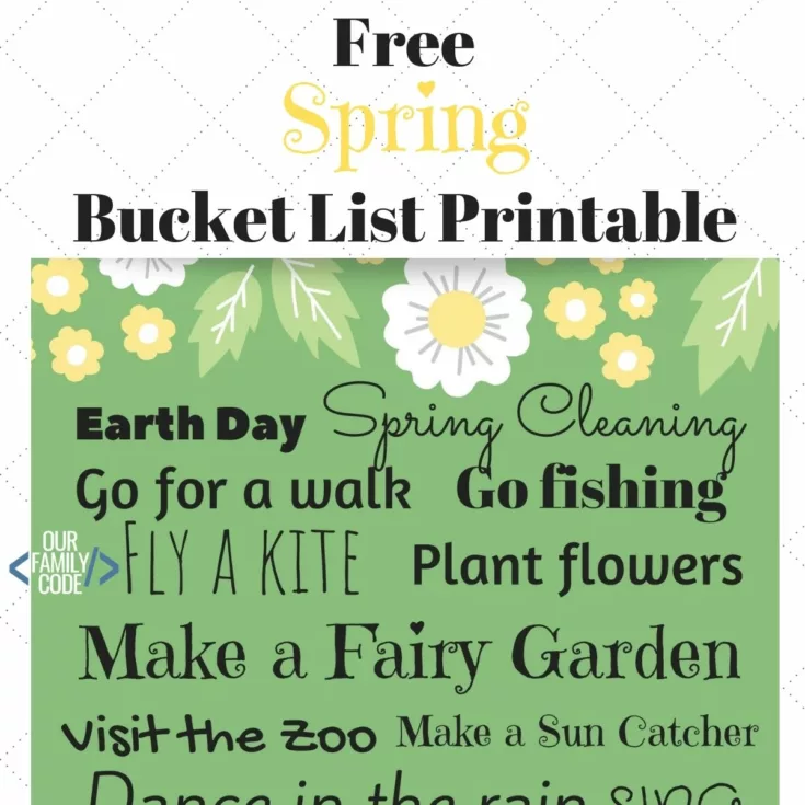 FI Spring Bucket List for Families PIN Grab your free printable bucket list and have an awesome fall filled with fun activities like carving pumpkins, fall crafts, hayrides, nature walks, and more!!