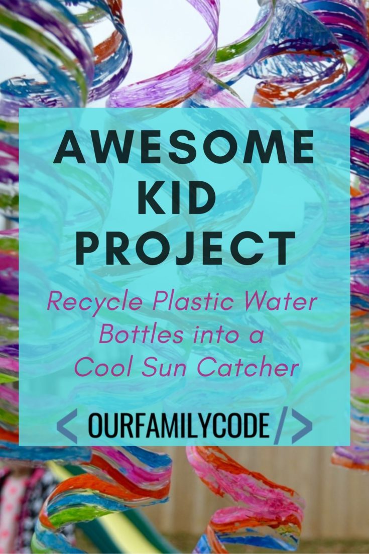 awesome kid project recycle plastic water bottles into sun catcher Are you ready for an awesome recycled art project that you can do with your kids? Recycle plastic water bottles into a sun catcher with this great spring project!