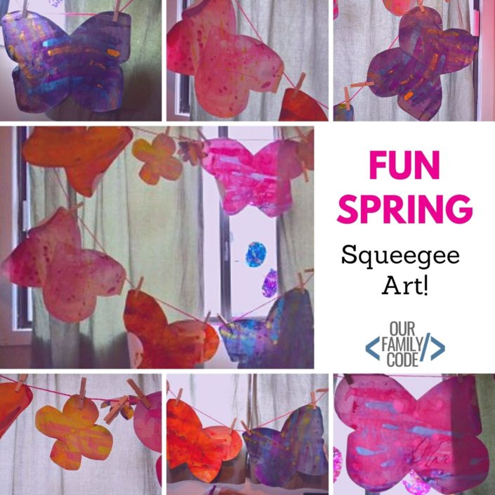 fun spring squeegee art project 1 This butterfly squeegee painting art activity is exactly the type of Spring process art activity that you are looking for!