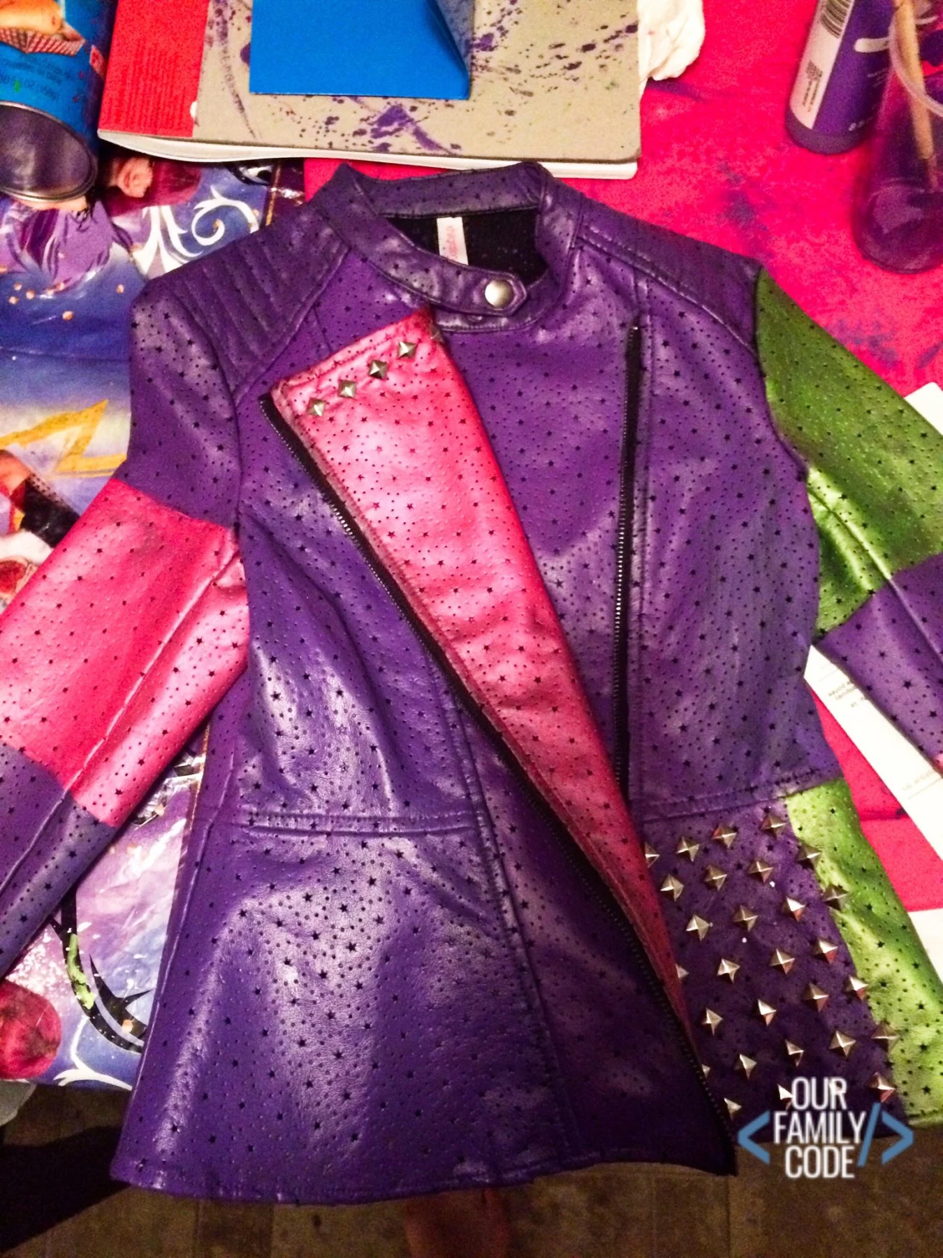 A picture of a Disney Descendant Mal jacket.