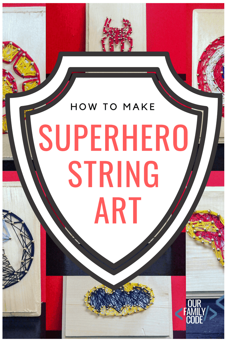 A picture of superhero string wall art.