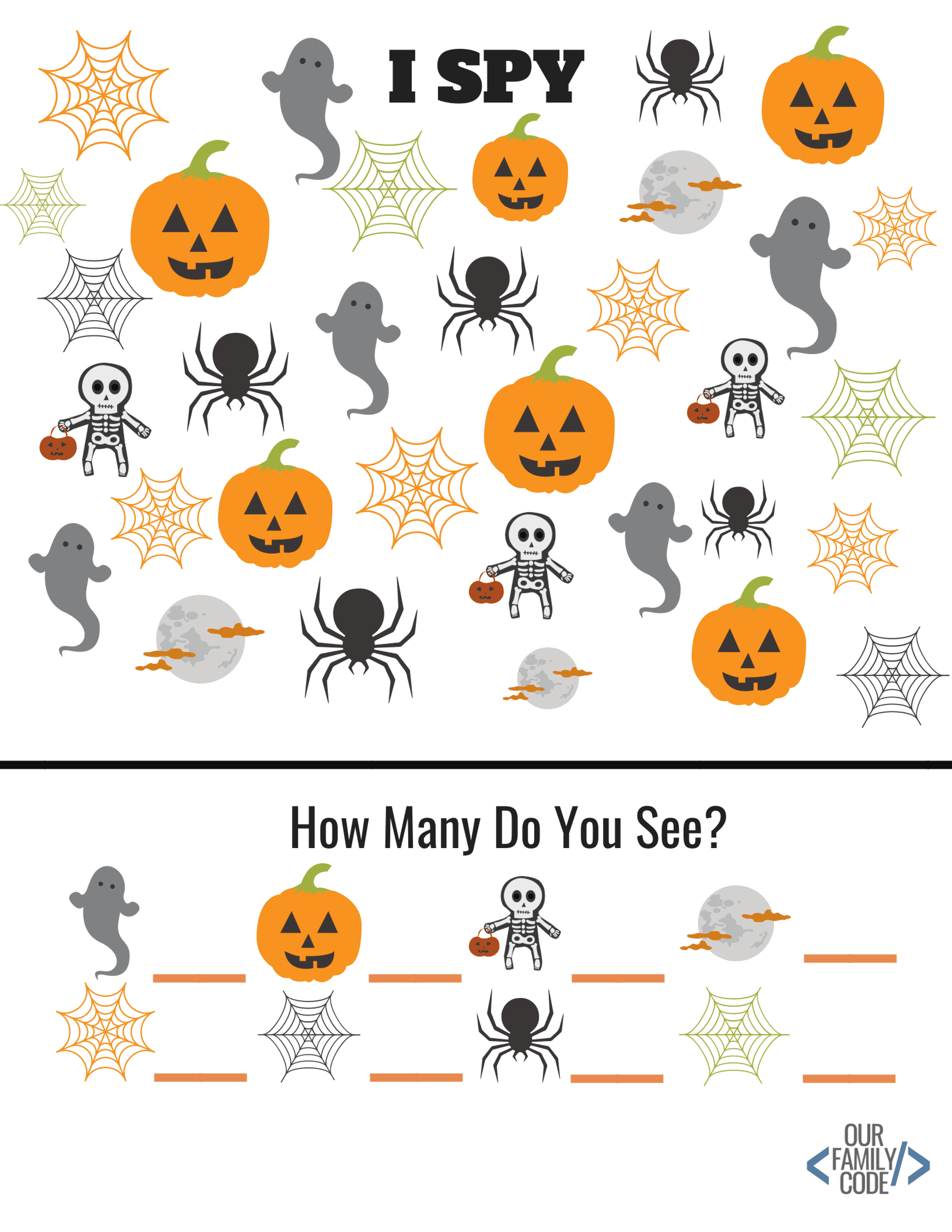 Free Halloween Worksheets for Kids! Our Family Code