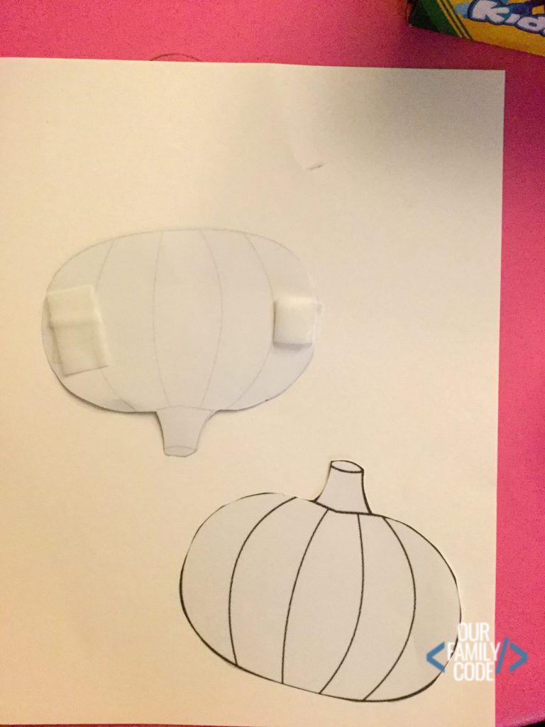 Where to put the tape for your preschool pumpkin painting picture