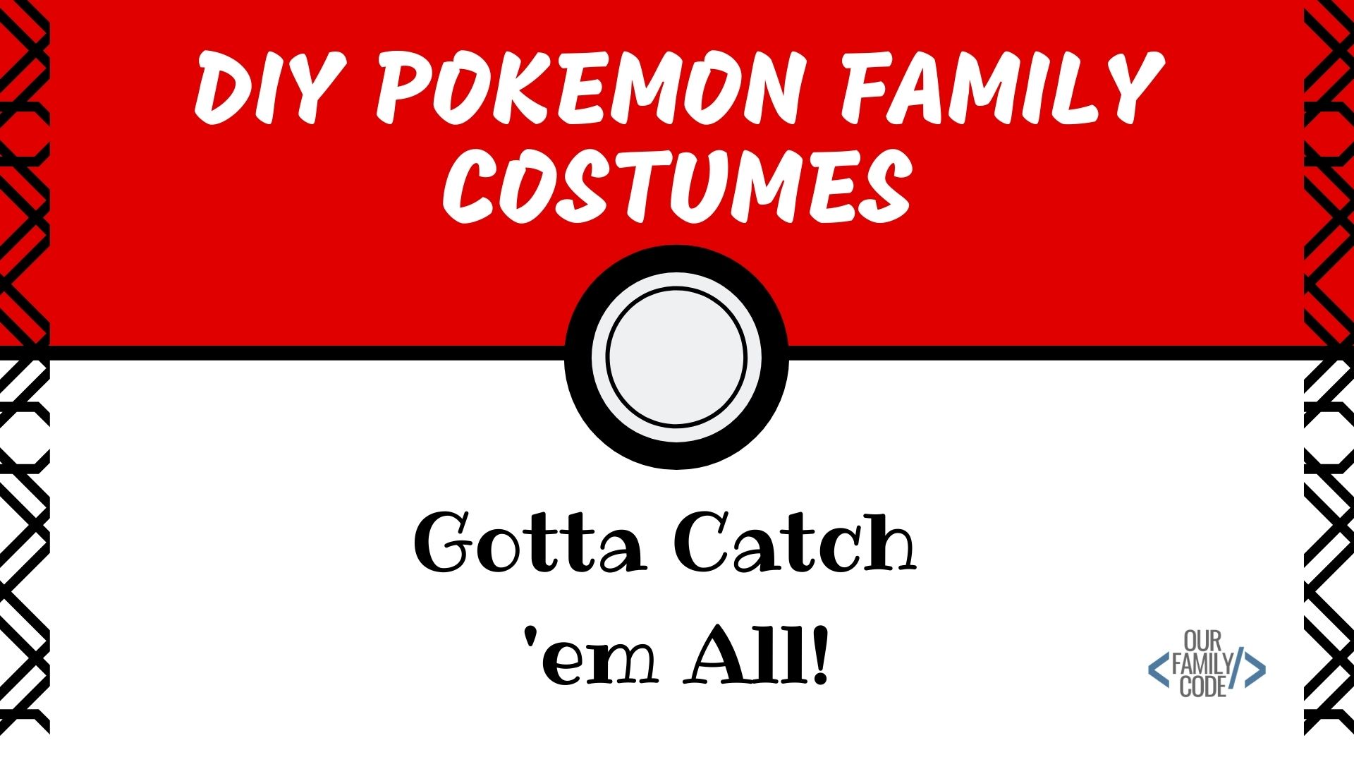 A red and white background with text "DIY Pokemon family costumes" in white text".
