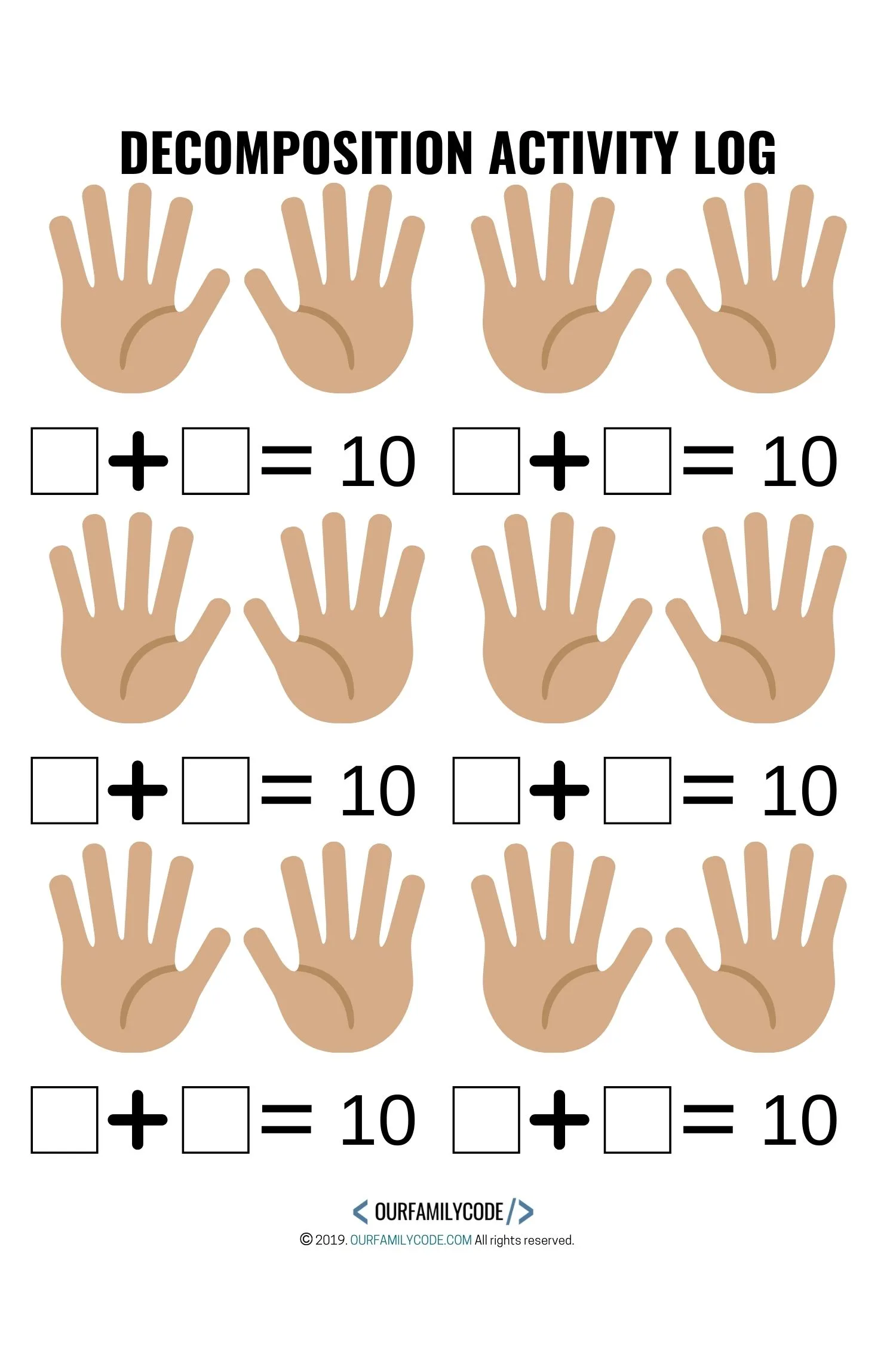 candy corn math number 10 decomposition activity log for kindergarten