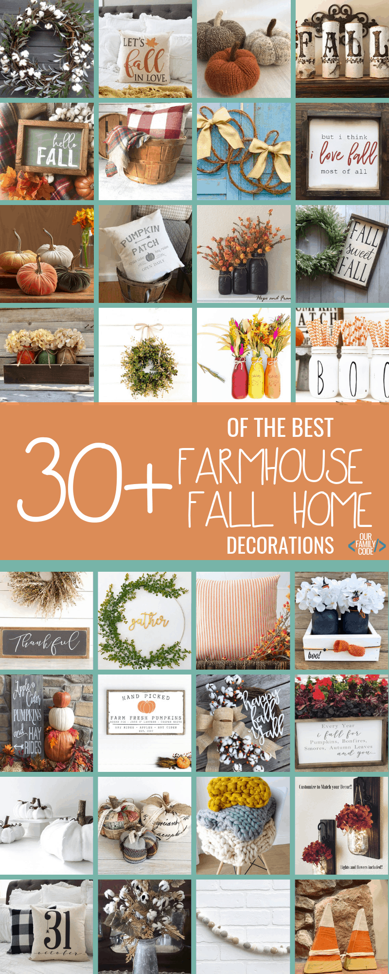I'm a huge fan of the Autumn season & there are so many cute indoor decorations available!! Check out my top picks for farmhouse fall home decorations! #fallhomedecor #indoordecorforfall #handmadefalldecorations #farmhousefalldecor #pumpkindecorations #fallwreaths #farmhousefallsigns #fallpillows #autumndecor