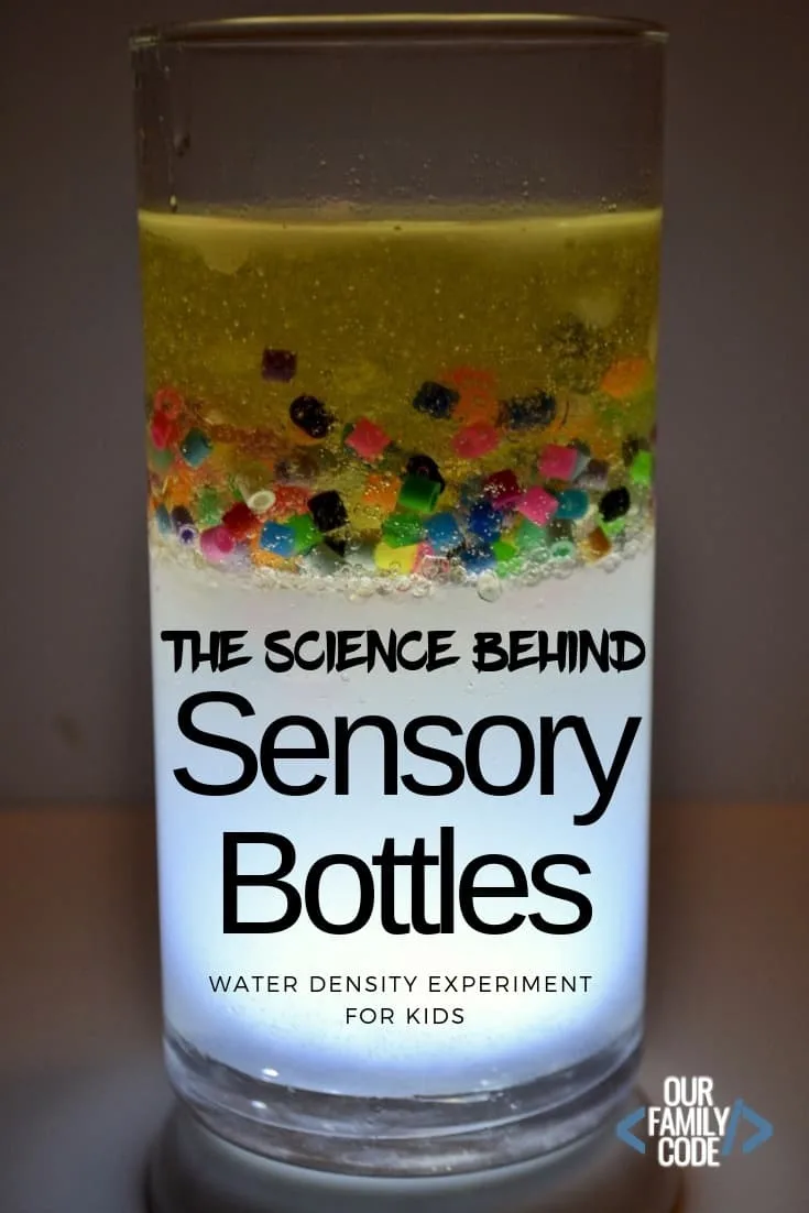 These easy activities will help you teach your kiddos all about DENSITY and challenge them to think scientifically about the liquids and solids they are putting in their sensory bottles as well as open the door for a million more sensory bottle possibilities! #sensorybottles #sensorybottlescience #densityexperiment #kidscienceexperiments #STEAMactivities #STEMactivities #STEAM #STEM #scienceactivitiesforkids