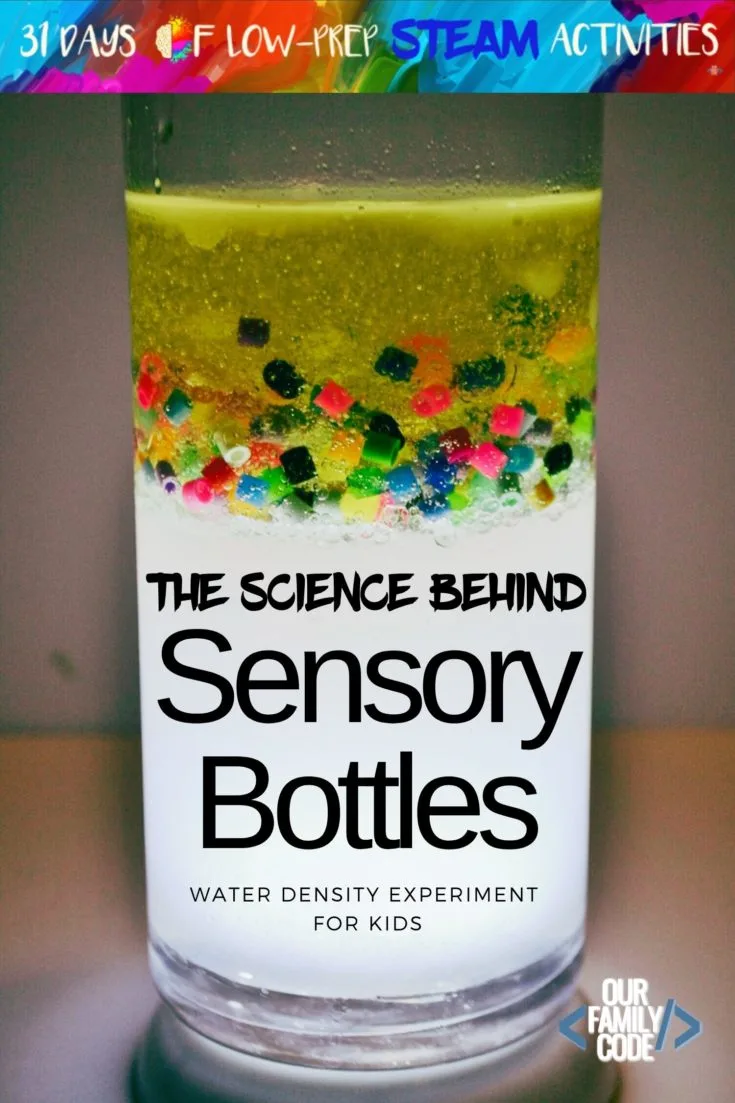 Sensory Bottle Science PIN4 A whole month of activities that focus on each of the buckets of STEAM although these integrated projects fit in more than one bucket. You and your kiddos are going to love all of the activities that we have in store!