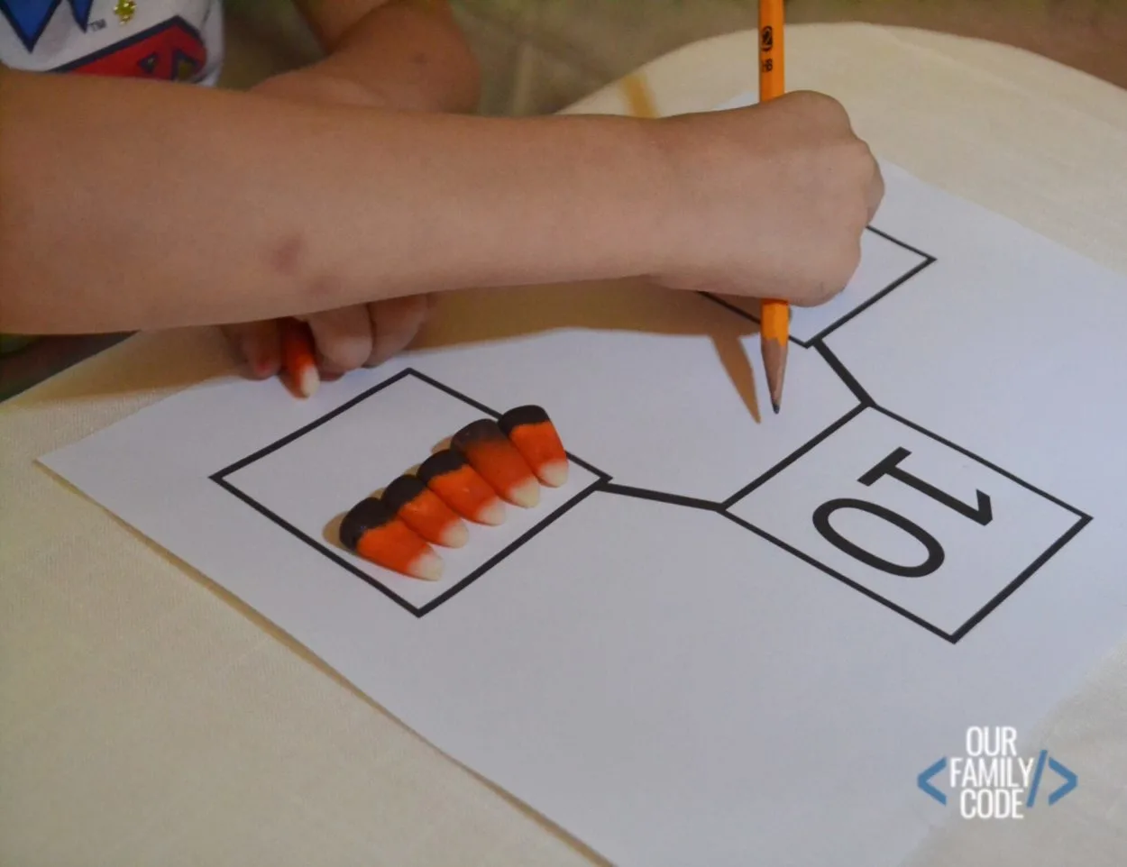 number 10 math manipulative candy corn activity