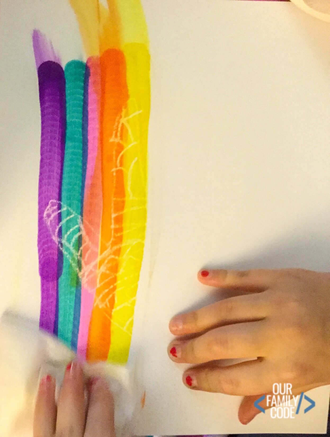 Crayon Resist Art Painting Optical Illusion Handprints