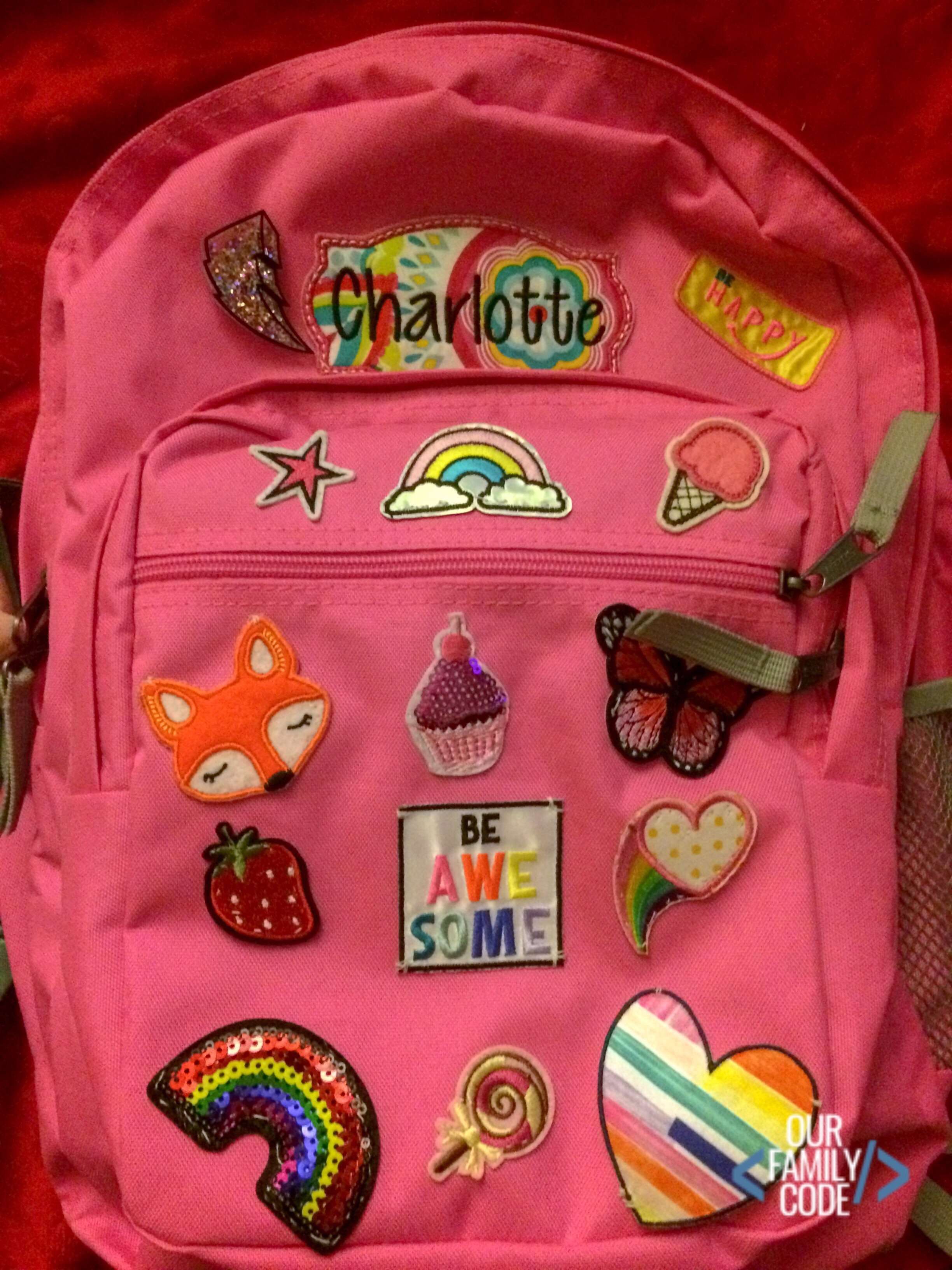 Neon Pink Jansport Backpack with Patches