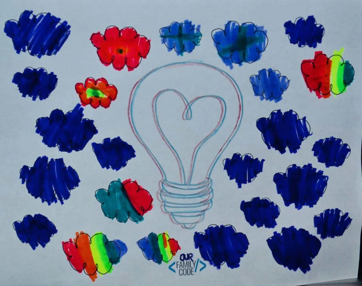 3D Art Lightbulb Colored