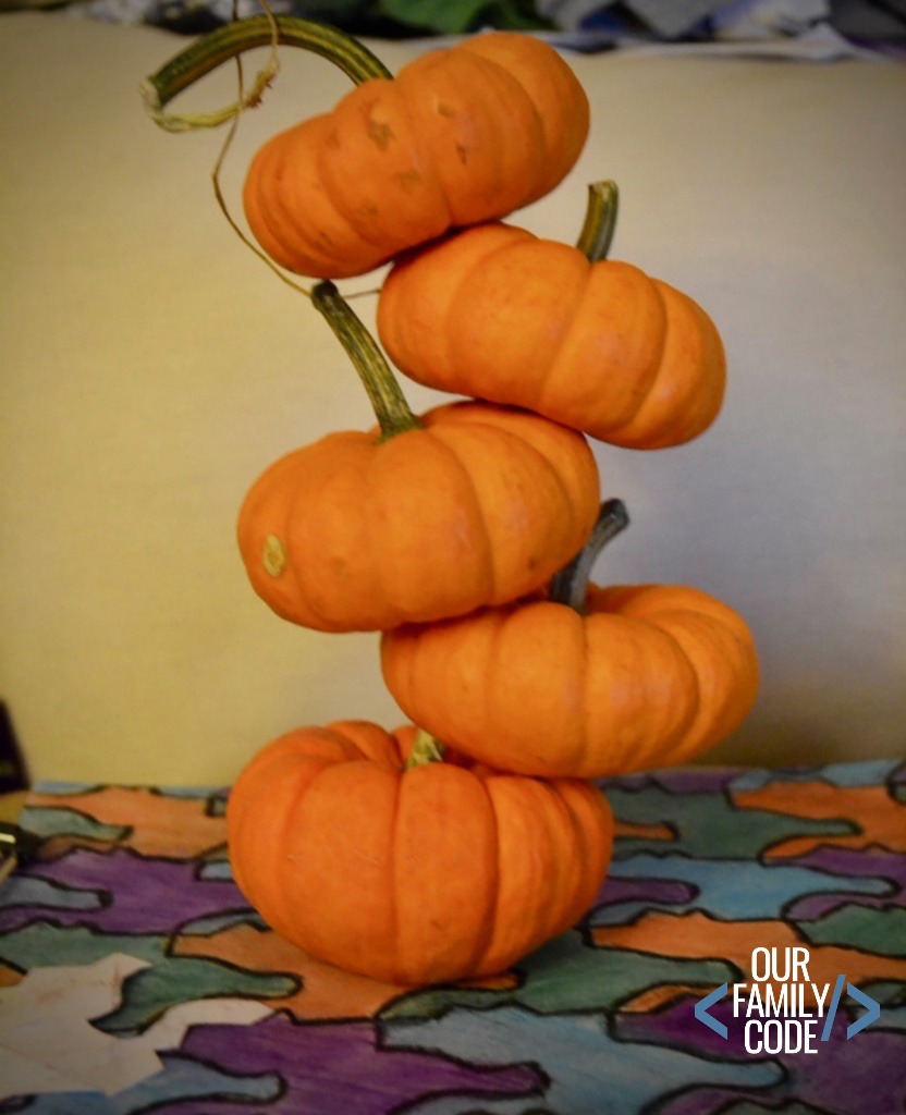 Balancing Pumpkins STEAM Challenge - How many pumpkins can you stack? #STEAMchallenge #STEMchallenge #scienceforkids #fallactivitiesforkids