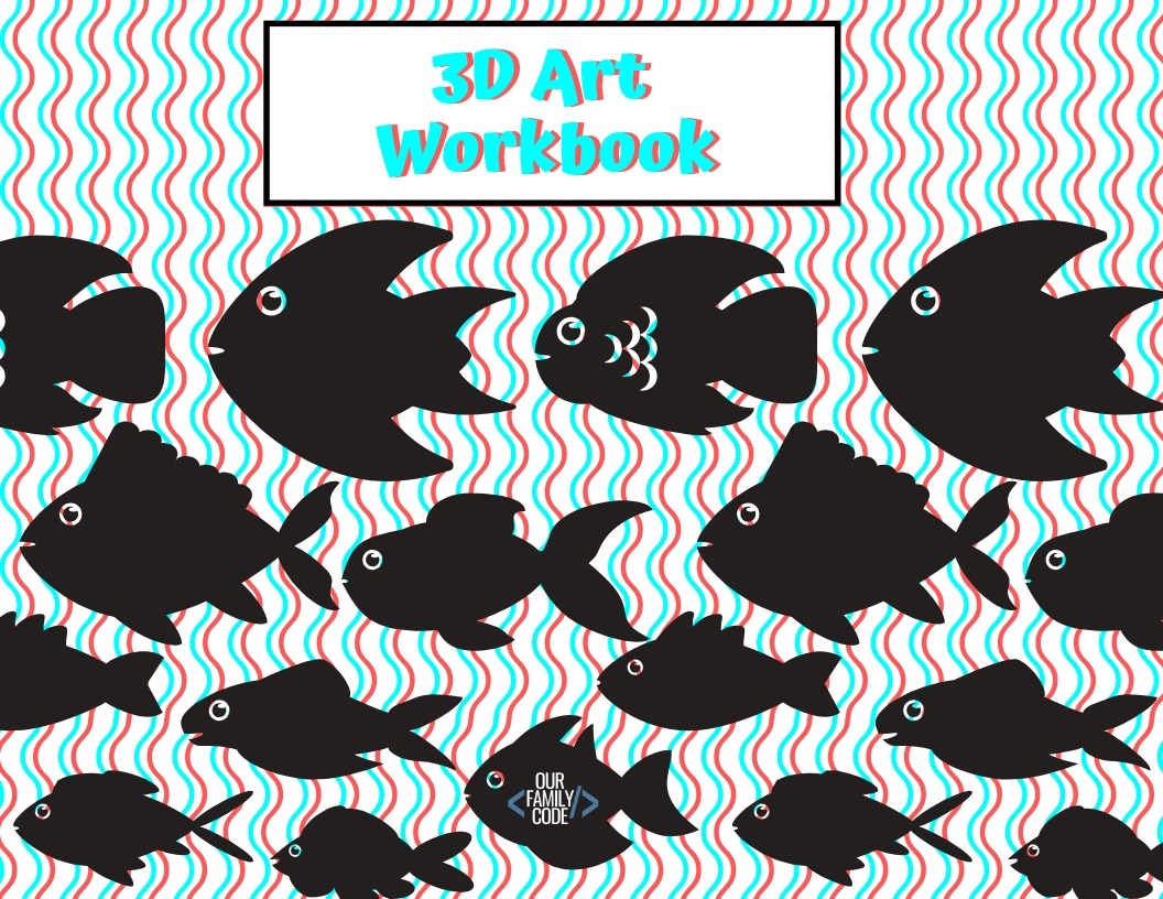 Printable 3D art workbook preview 1 with tracing outlines