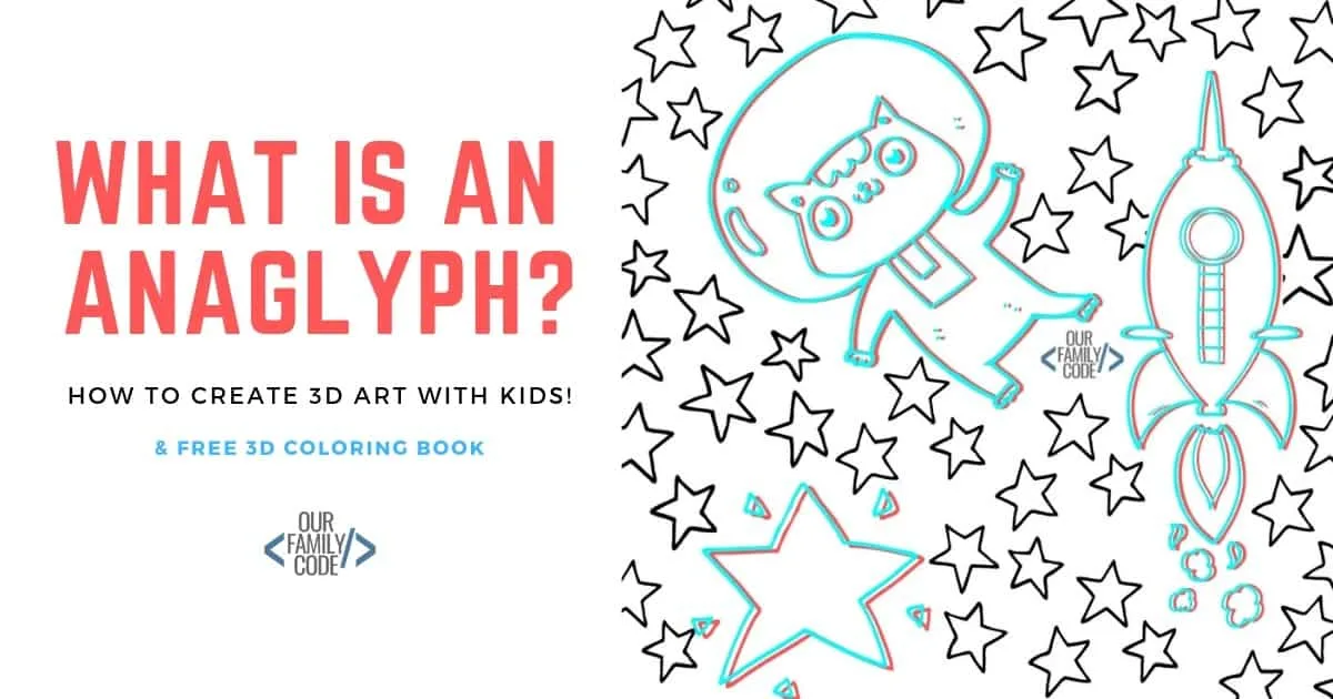 Learn how to draw 3D images and make anaglyph artwork and grab some free 3D art worksheets! #STEAM #STEM #3Dart #kidcrafts #artprojectsforkids #howtodraw3D