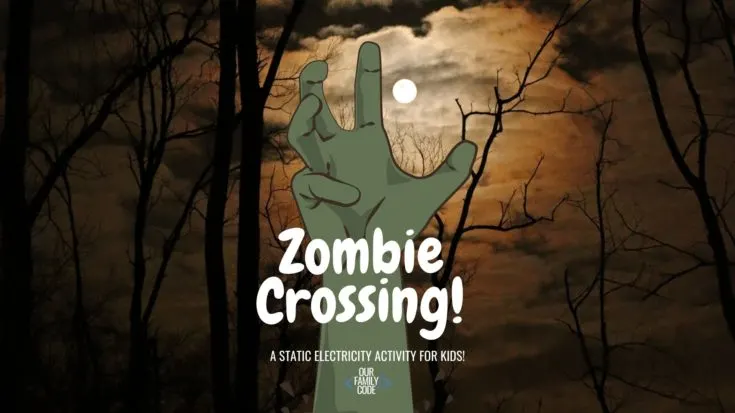 BH FB Zombie Crossing Static Electricity Activity Learn how to make brain slime without glue with this easy guar gum slime recipe that you can use for a fun Halloween sensory bucket or game!