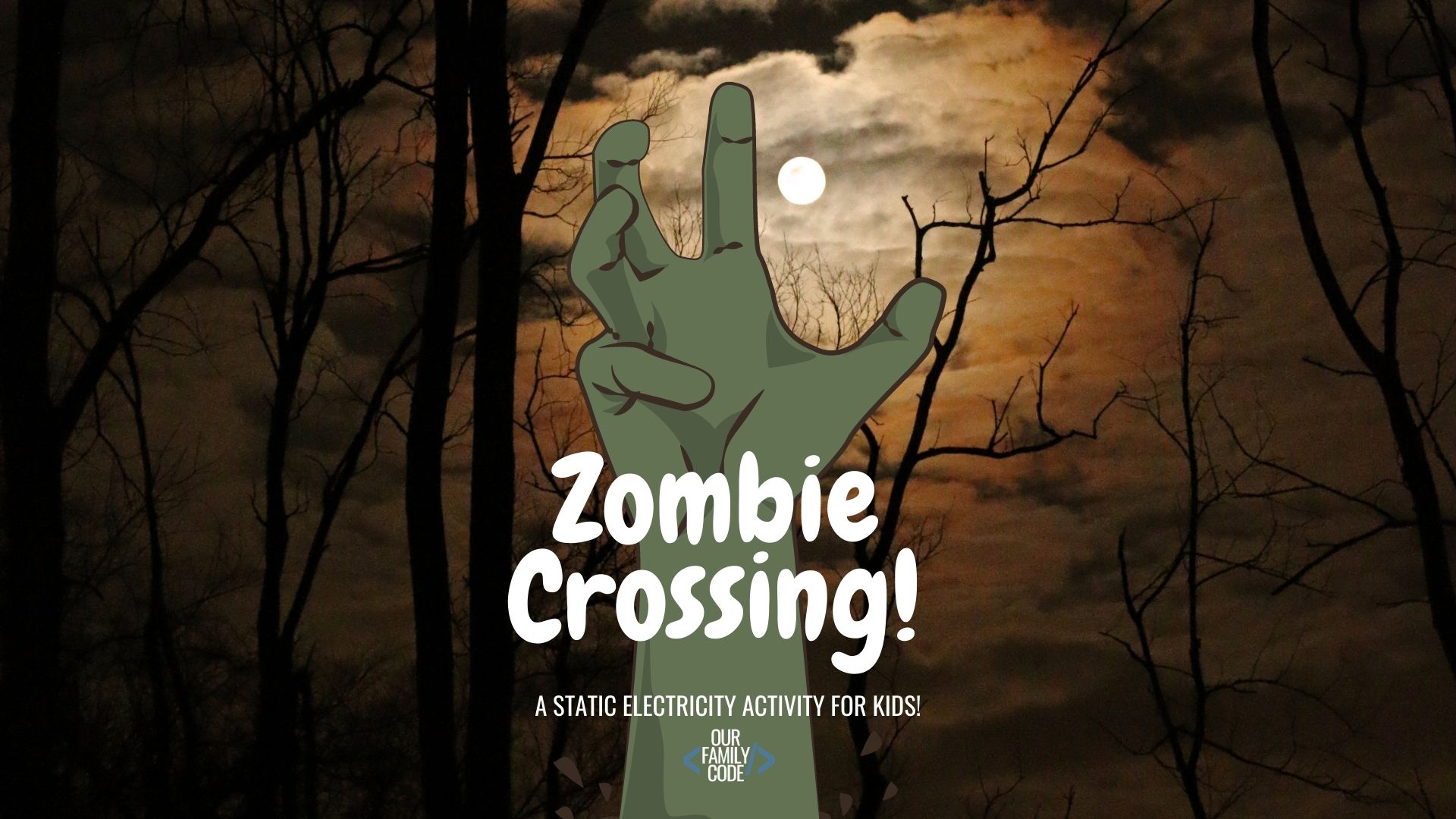 This static electricity zombie crossing STEAM activity is super easy and eerily fun! With only a few supplies needed, your walking dead will be up and moving in no time! #STEAMkids #STEM #STEMactivities #STEAMlearning #HalloweenSTEM