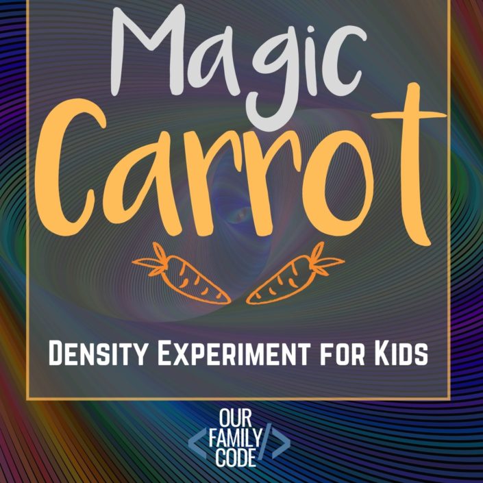 Investigate & observe the density of a carrot, salt water, and regular water. Watch the magic carrot in action in this easy science experiment for kids! #densityexperiment #scienceexperimentsforkids #STEAMactivities #STEAM #STEM