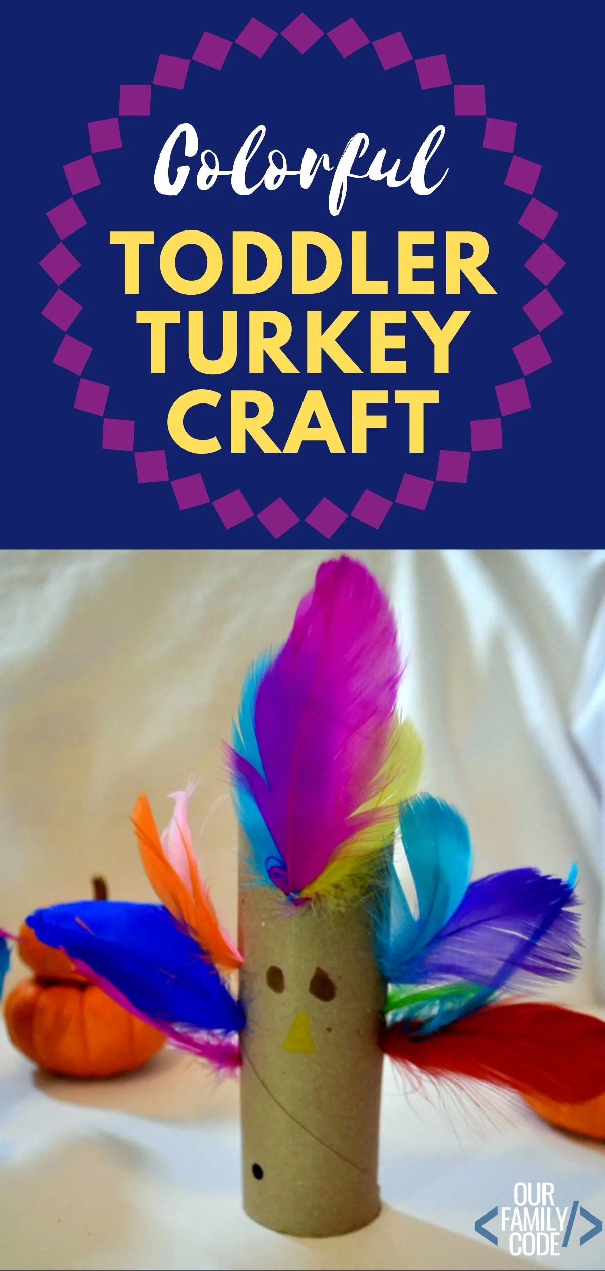 This colorful toddler turkey art activity is a great sensory, fine motor skills, and color recognition activity all in one. #toddlercrafts #teachingtoddlers #preschoolcrafts #Thanksgivingcraft #toddlerart