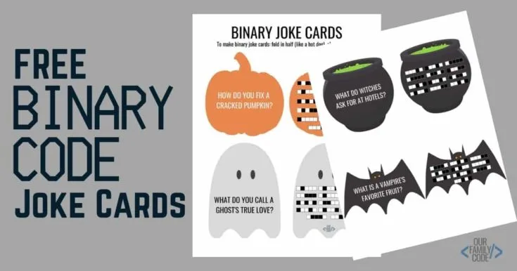 FB Binary Code Joke Cards In this Halloween STEAM activity, we are learning how to make sticky spider webs and exploring proteins!