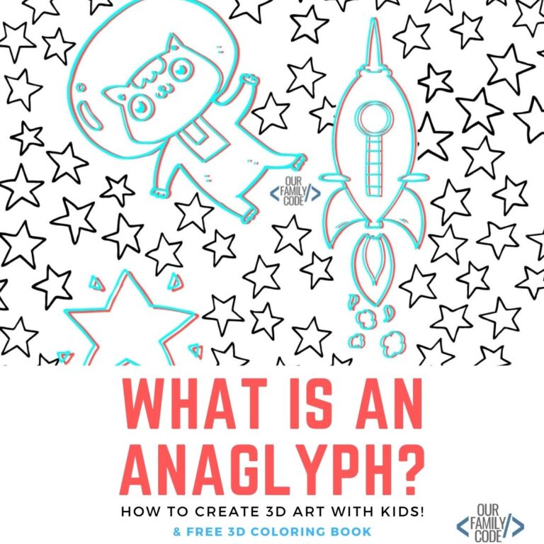Learn how to draw 3D images and make anaglyph artwork and grab some free 3D art worksheets! #STEAM #STEM #3Dart #kidcrafts #artprojectsforkids #howtodraw3D