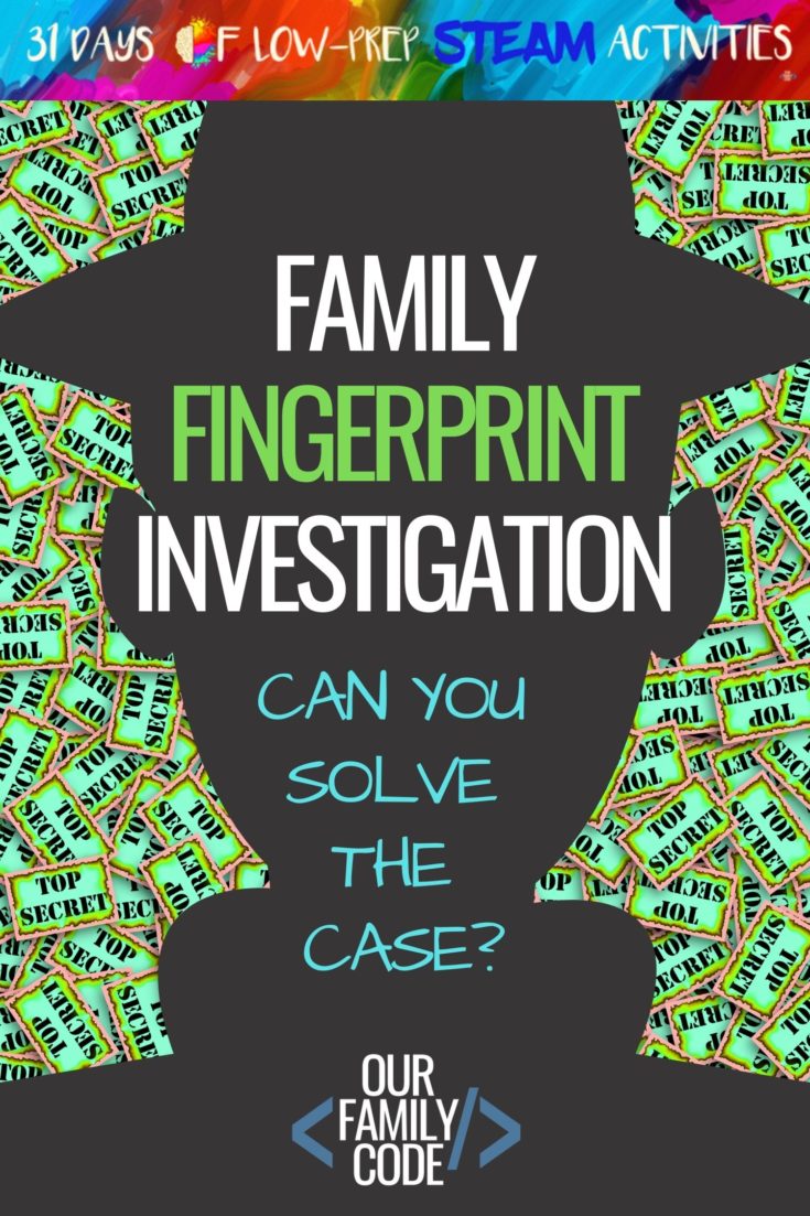 Family Fingerprint Investigation A whole month of activities that focus on each of the buckets of STEAM although these integrated projects fit in more than one bucket. You and your kiddos are going to love all of the activities that we have in store!
