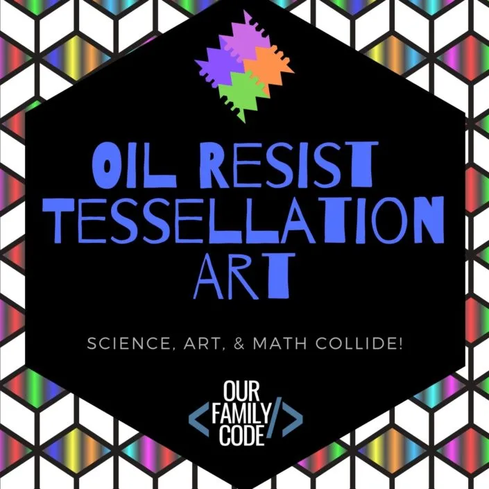 This oil resist tessellation art is a great way to combine science, art, and math into one masterful activity for kids! #STEAMactivities #STEM #scienceforkids #kidartprojects #engineeringforkids #STEAM