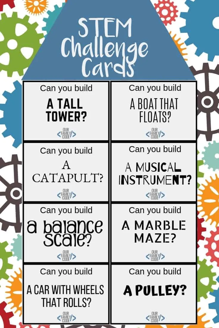 STEM Challenge Cards Pin Can you complete the tallest tower STEM challenge using only two materials? This STEM activity is great for kids of all ages!