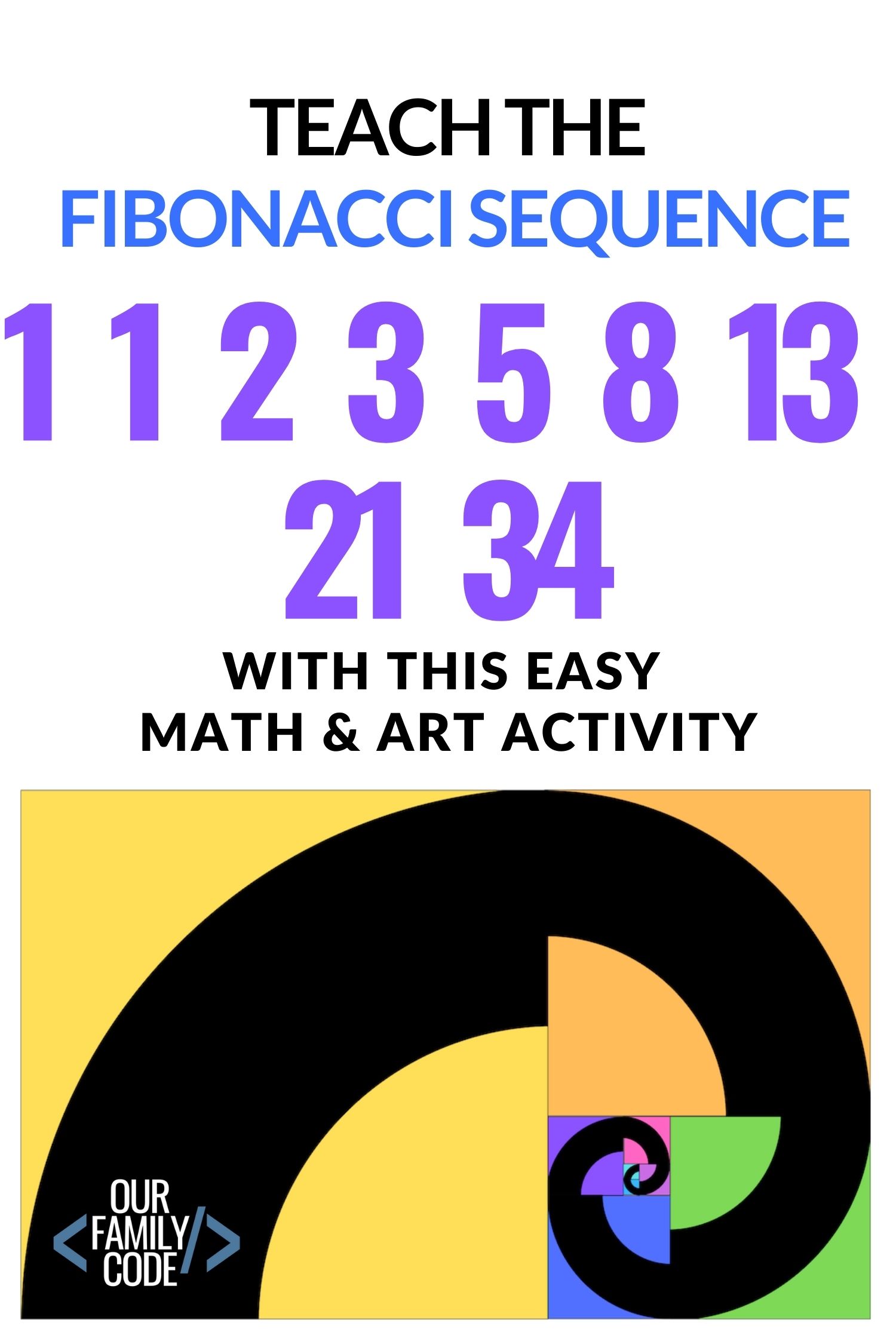 This math and art activity presents this would-be complex mathematical concept in an easy to understand, tangible way with Fibonacci art! #STEAMactivities #STEAM #STEM #mathactivitiesforkids #elementarymath #fibonacciart #goldenratio