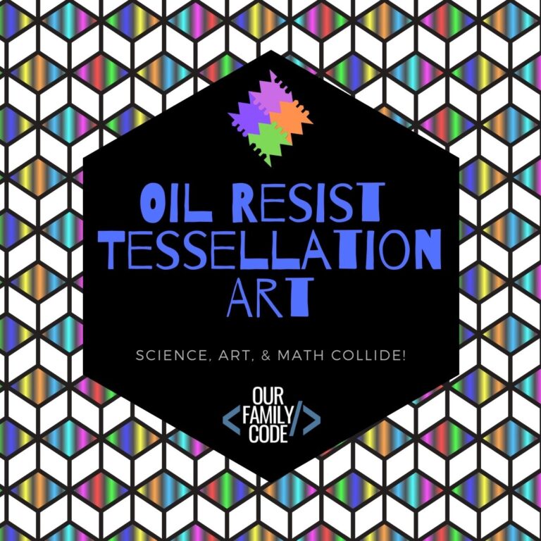This oil resist tessellation art is a great way to combine science, art, and math into one masterful activity for kids! #STEAMactivities #STEM #scienceforkids #kidartprojects #engineeringforkids #STEAM
