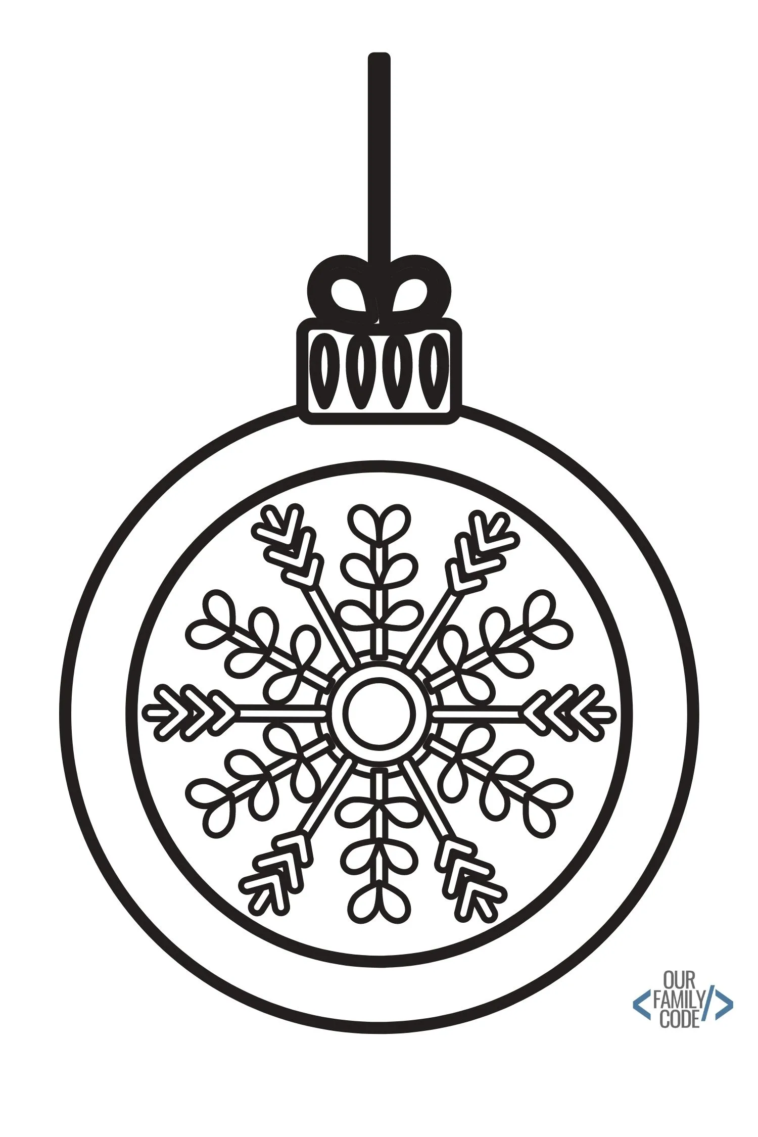 12 days of Free Christmas Worksheets for Kids Free Download Ornament Coloring Page