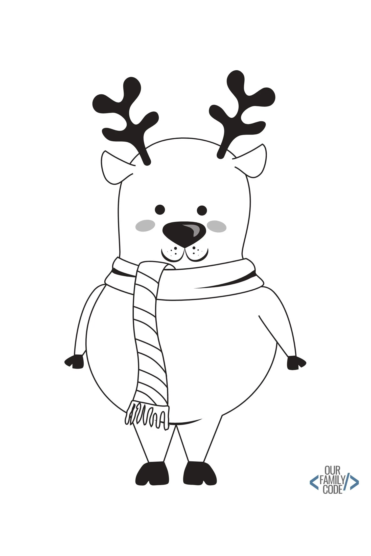12 days of Free Christmas Worksheets for Kids Free Download Reindeer Coloring Page