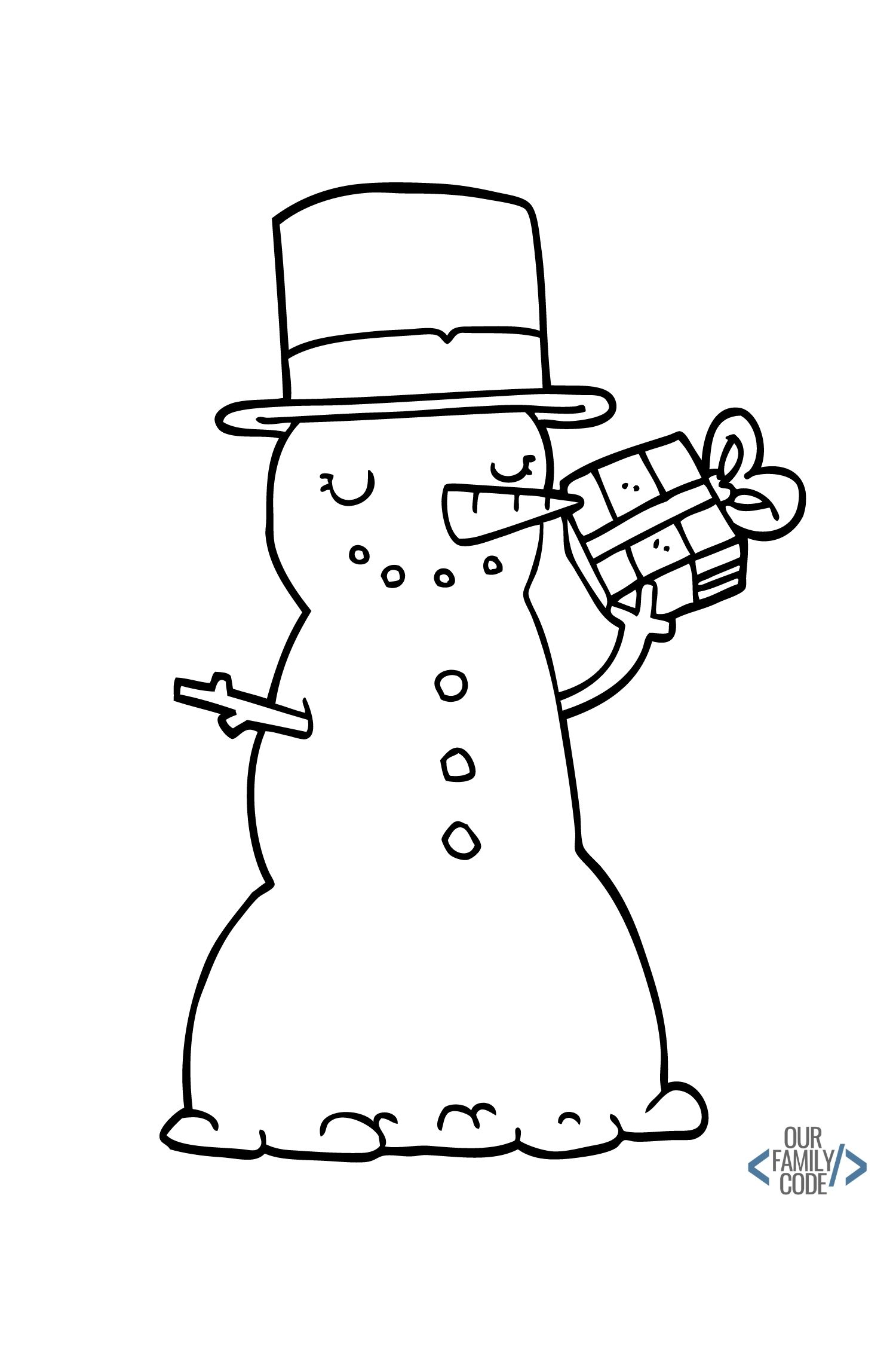 12 days of Free Christmas Worksheets for Kids Free Download Snowman Coloring Page