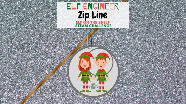 BH FB Elf Engineer Zip Line Elf on the Shelf STEAM Challenge Use science + art to make Christmas cards with your kids with this crayon resist Christmas card activity with free printable Christmas cards!