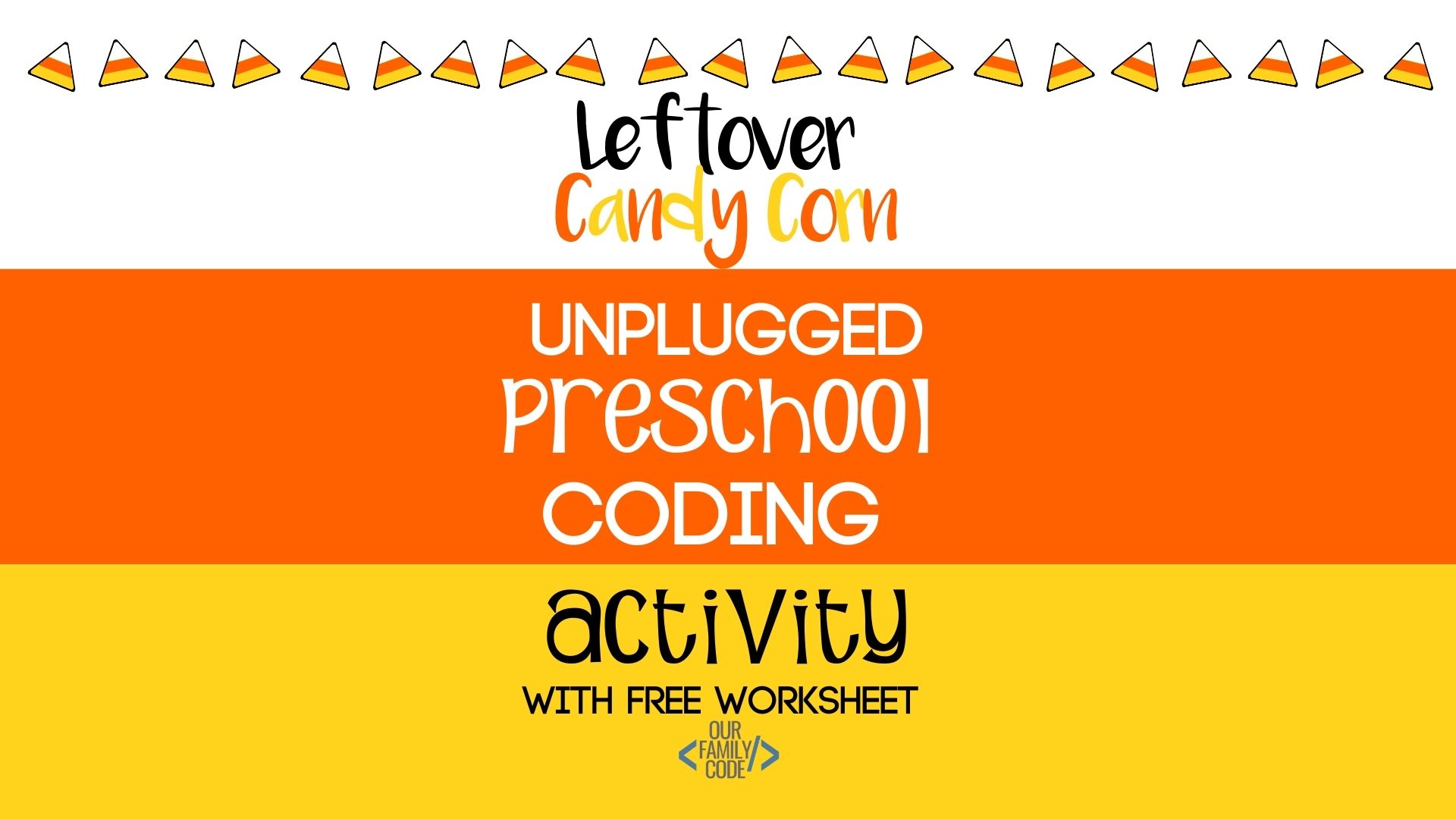 Use your leftover Halloween candy to learn how to code sequences with this unplugged coding preschool sequences activity. #teachkidstocode #fallworksheet #homeschool #kidcoders #preschoolmath 
