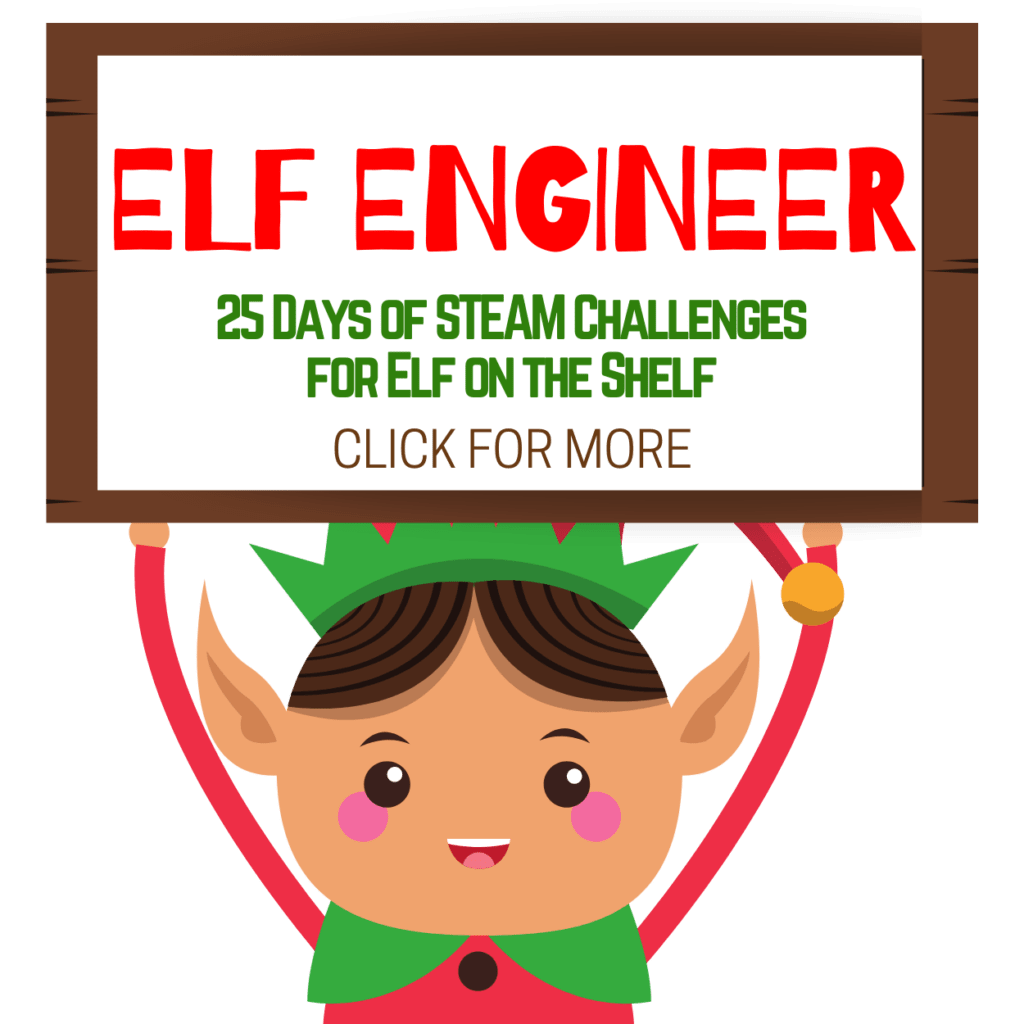 Become an Elf Engineer with these 25 Days of STEAM Challenges for Elf on the Shelf! #STEAM #elfontheshelf #ChristmasSTEAM #STEM #STEMchallenges