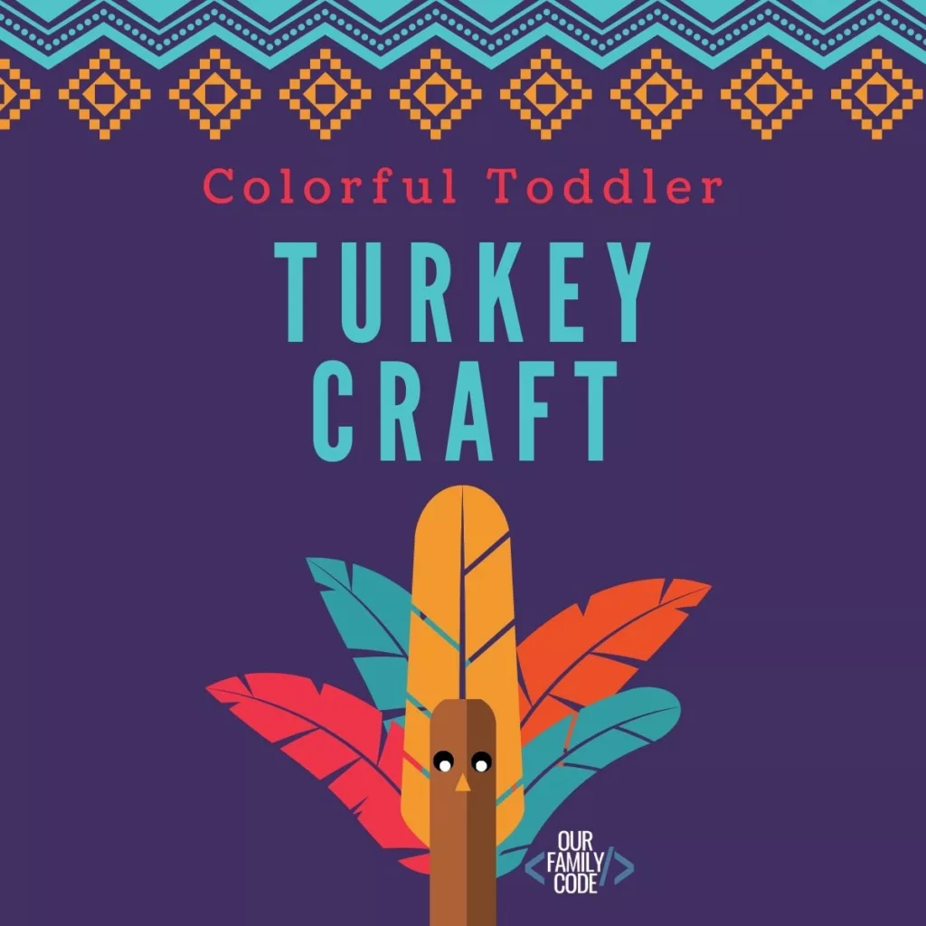 This colorful toddler turkey art activity is a great sensory, fine motor skills, and color recognition activity all in one. #toddlercrafts #teachingtoddlers #preschoolcrafts #Thanksgivingcraft #toddlerart
