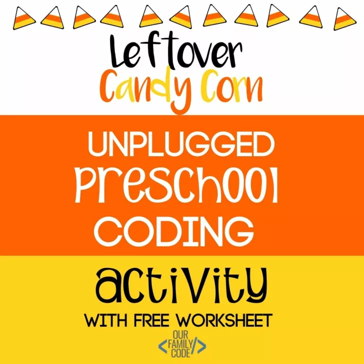 Use your leftover Halloween candy to learn how to code sequences with this unplugged coding preschool sequences activity. #teachkidstocode #fallworksheet #homeschool #kidcoders #preschoolmath