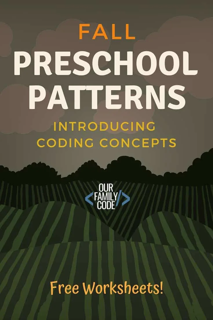 Teach your preschooler how to think like a computer programmer with these preschool Fall pattern worksheets. #teachkidstocode #preschoolmathactivities #preschoolcoding #unpluggedcoding #hourofcode 