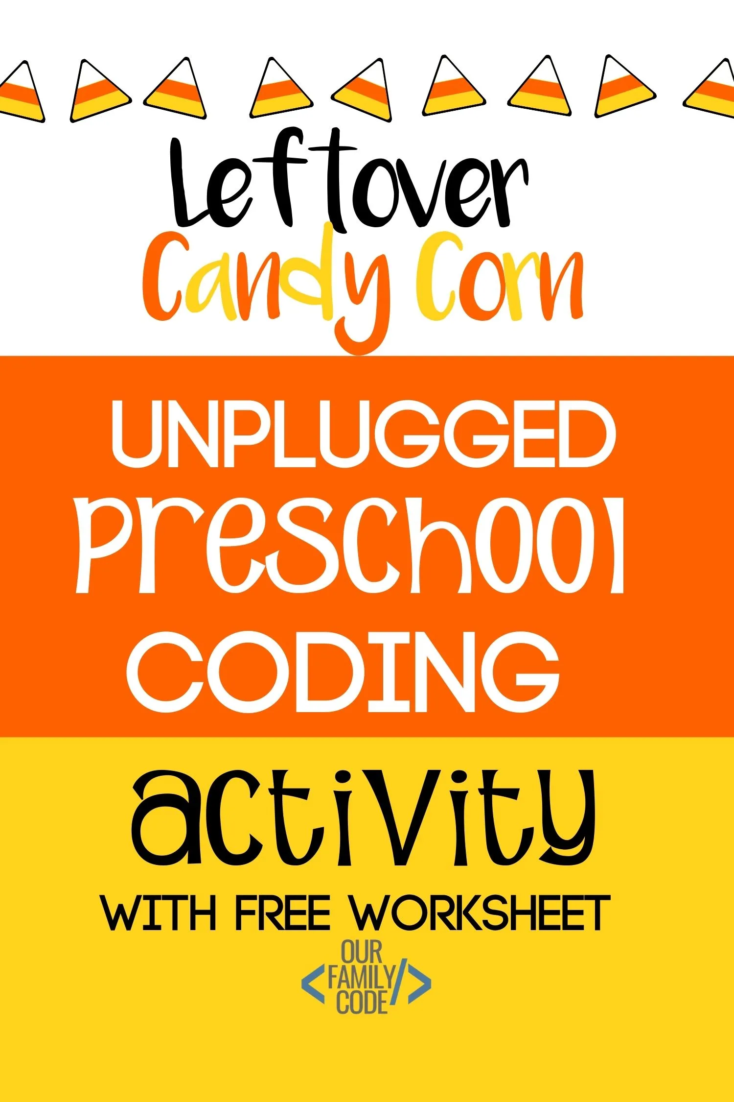 Use your leftover Halloween candy to learn how to code sequences with this unplugged coding preschool sequences activity. #teachkidstocode #fallworksheet #homeschool #kidcoders #preschoolmath