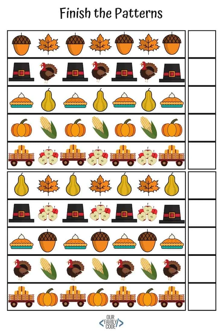 preschool pattern worksheets unplugged coding activity