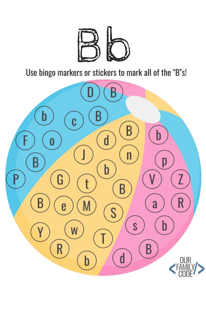 Bingo Markers Free Workbook Letter B