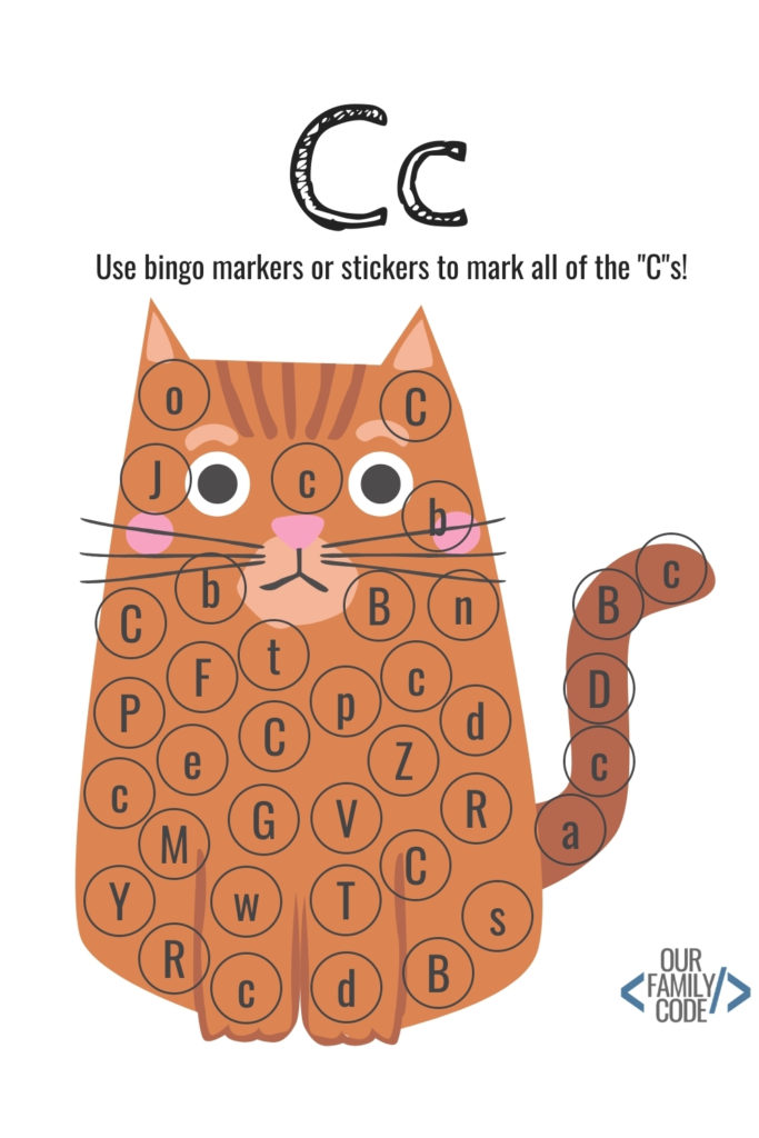 Bingo Markers Free Workbook Letter C