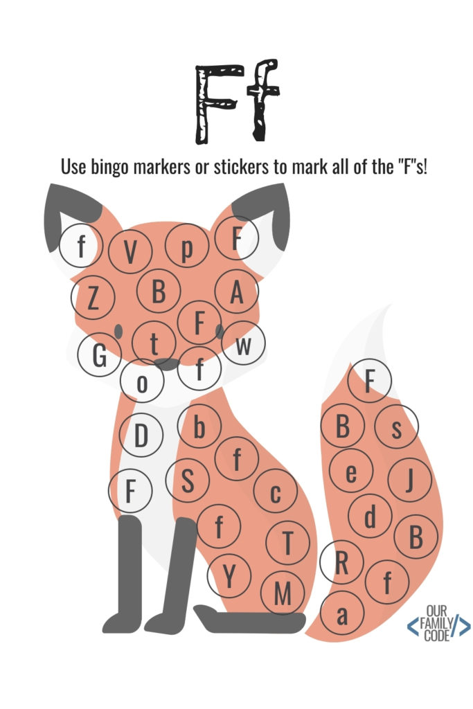 Bingo Markers Free Workbook Letter F