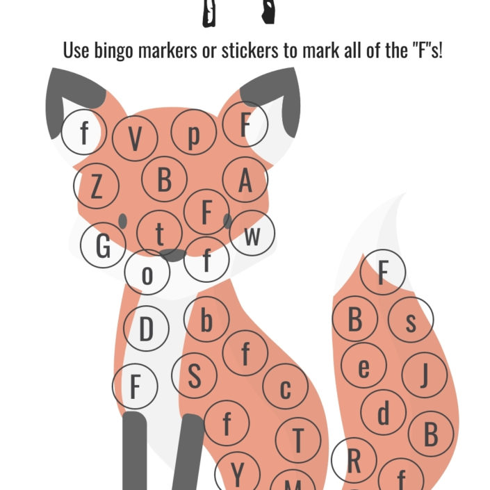 Bingo Markers Free Workbook Letter F