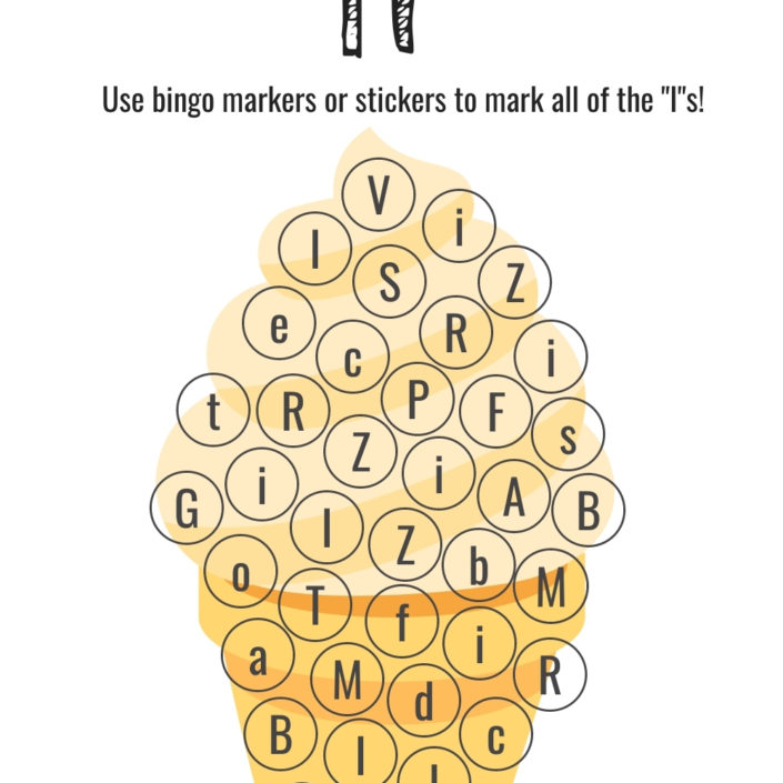 Bingo Markers Free Workbook Letter I
