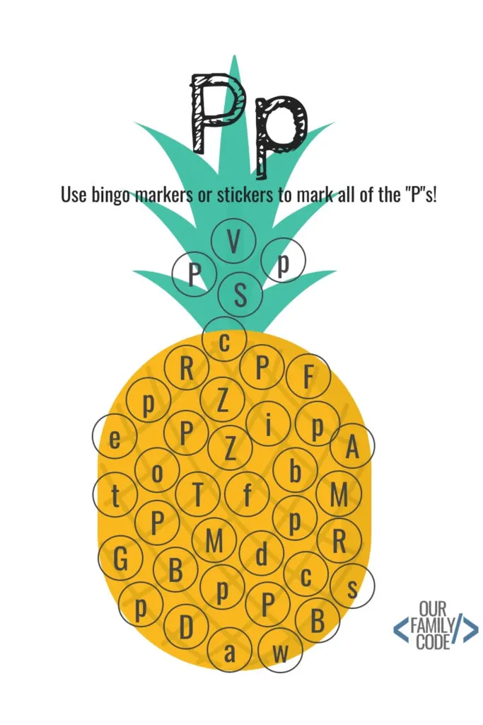 Bingo Markers Free Workbook Letter P